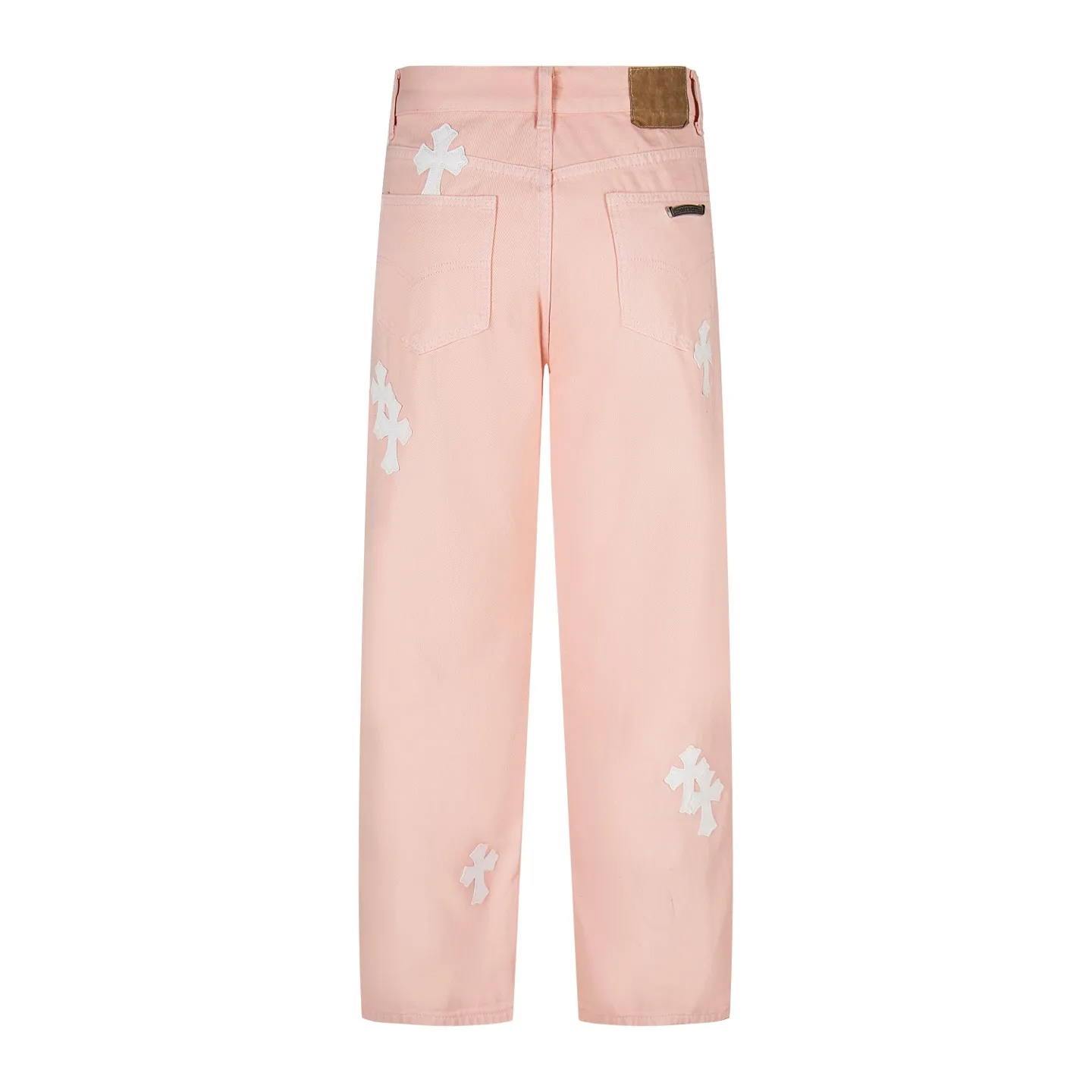 P270 Chrome hearts | CH Chrome hearts Limited edition cherry blossom pink leather jeans for girls. Charming dopamine personality jeans. Indispensable for fashionistas. The same model for celebrities. A model touted by many bloggers. This new pair of pants is perfect in terms of shape and upper body. It is no exaggeration to say that making a pair of jeans is equivalent to making 20 short-sleeved jeans. The fabric is made of high-quality imported denim. It has a unique high-end texture. I am very satisfied with it after washing and proofing several times. Style number: 1730# Color: Sakura pink Size: 28 30 32 34